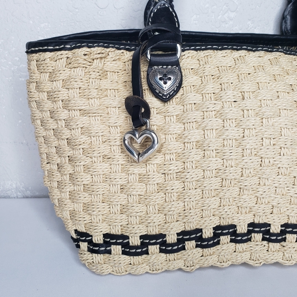 Brighton Black Tan Woven Tote - Picture 2 of 14